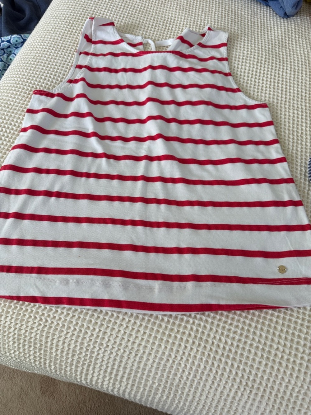 Southern Tide Red and White Striped Sleeveless Tank